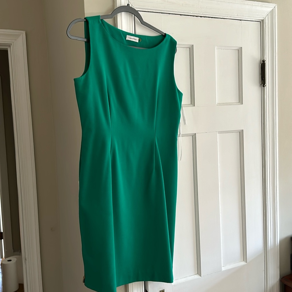 Green Calvin Klein sheath dress